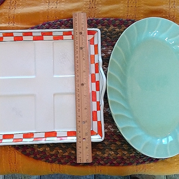 Dining Home Vintage Mid Century Dishes Serveware Green Orange Set Of